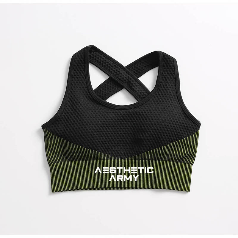 Black/Green Snatched Bra
