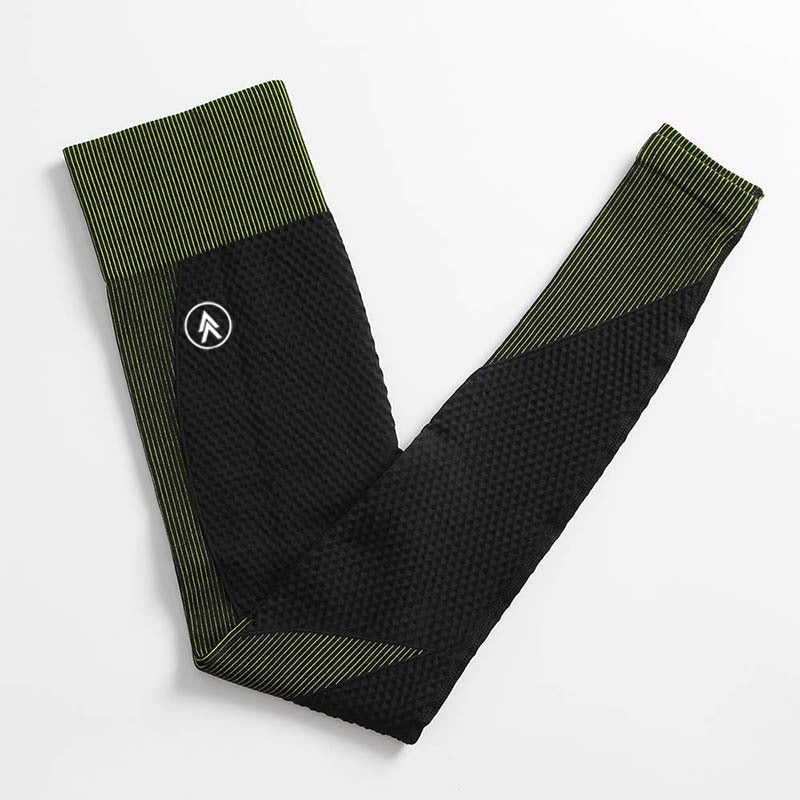 Black/Green Snatched Leggings for Women