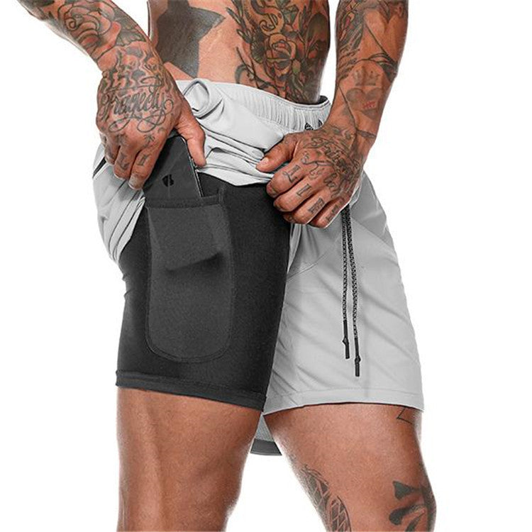 Running Shorts with Phone Pocket for Enhanced Performance- Gray